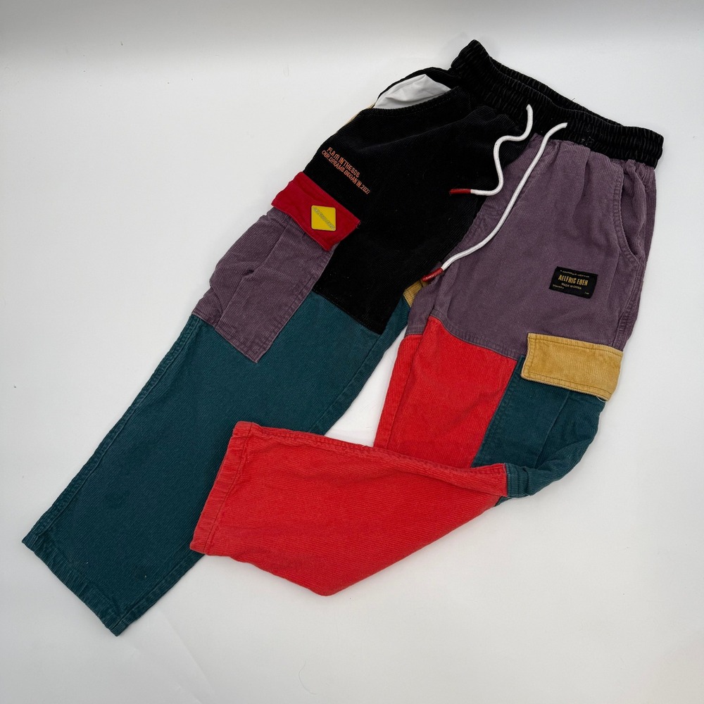 Aelfric Eden Womens XS Cargo Pants Multi Colorblock Corduroy Streetwear Patch